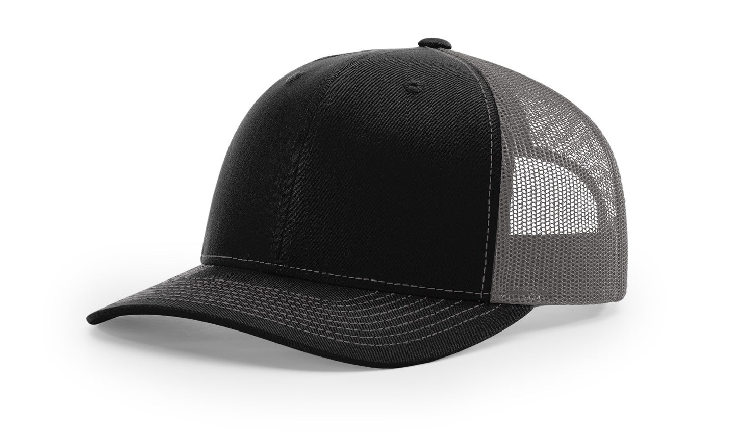 Richardson 112 Trucker Hat Snapback Cap - Black/Charcoal