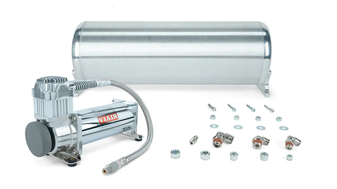 18" FLO Tank w/ Viair 444c Compressor, 1/4" & 3/8" fittings and tank mounting hardware - 27762