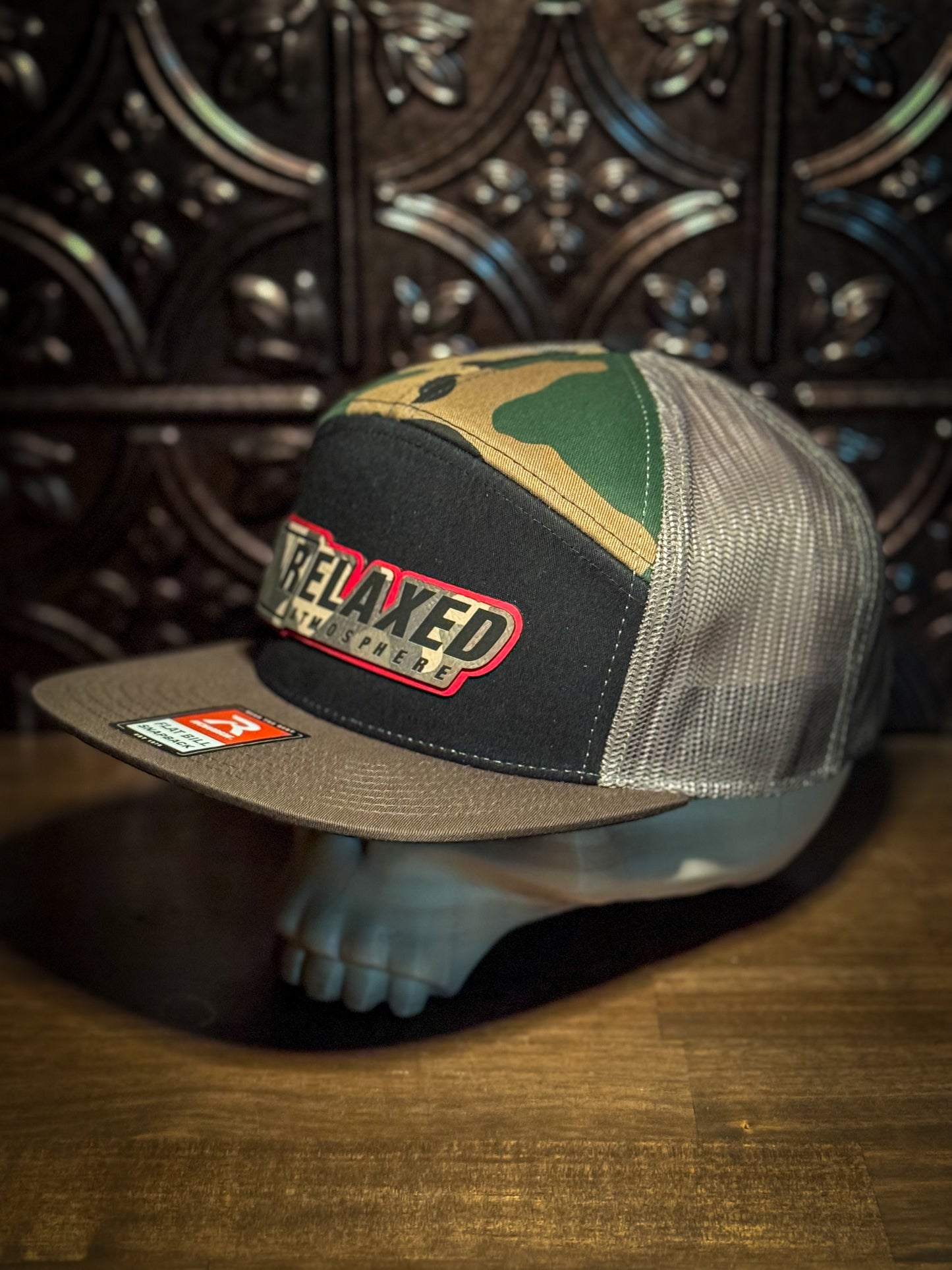 Relaxed Atmosphere Double Layer Engraved Leather Patch Hat - Custom Camo