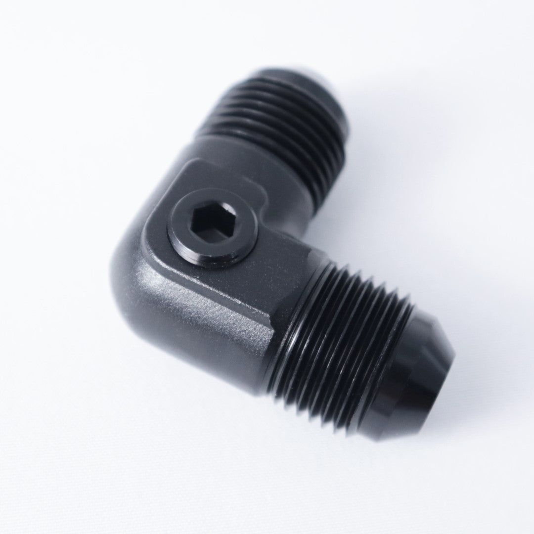 AN Male Union with 1/8″ NPT Port Adapter – 90 Degree