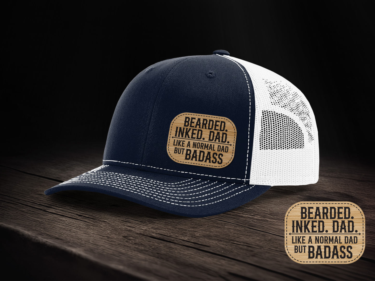 Bearded. Inked. Dad. Like Normal but Badass Leather Patch