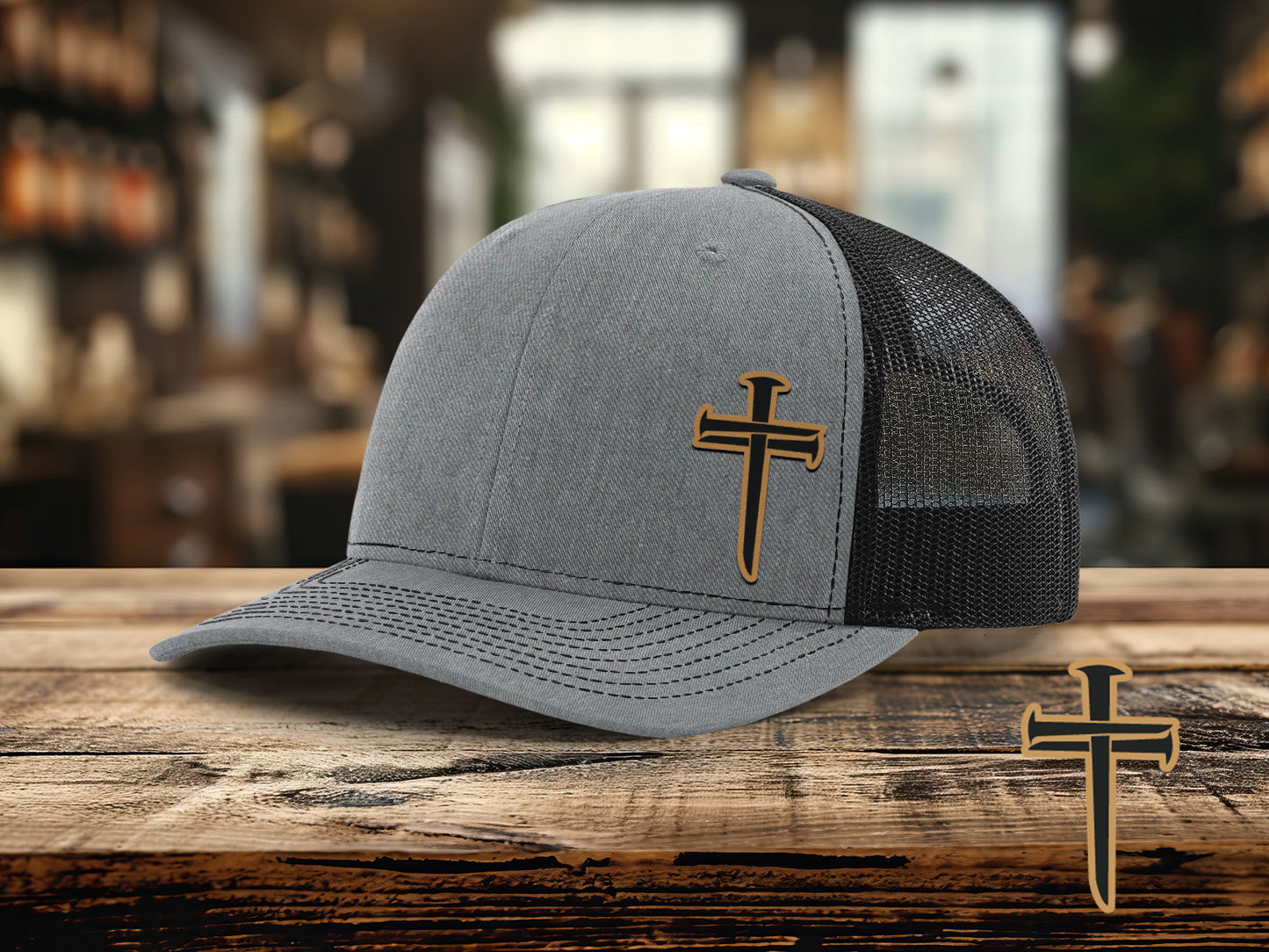 Nail Cross Leather Patch