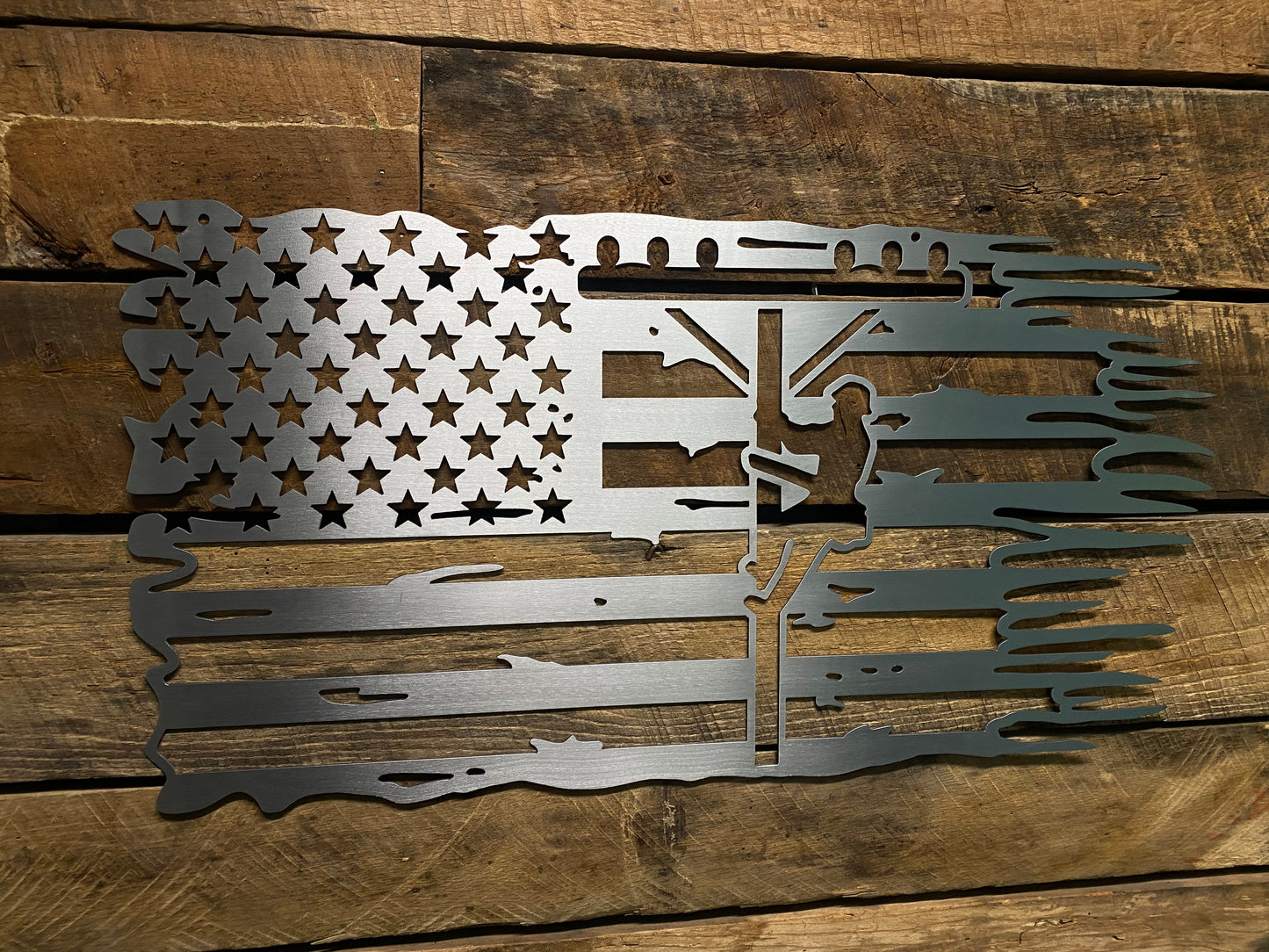 Lineman Tattered American Flag