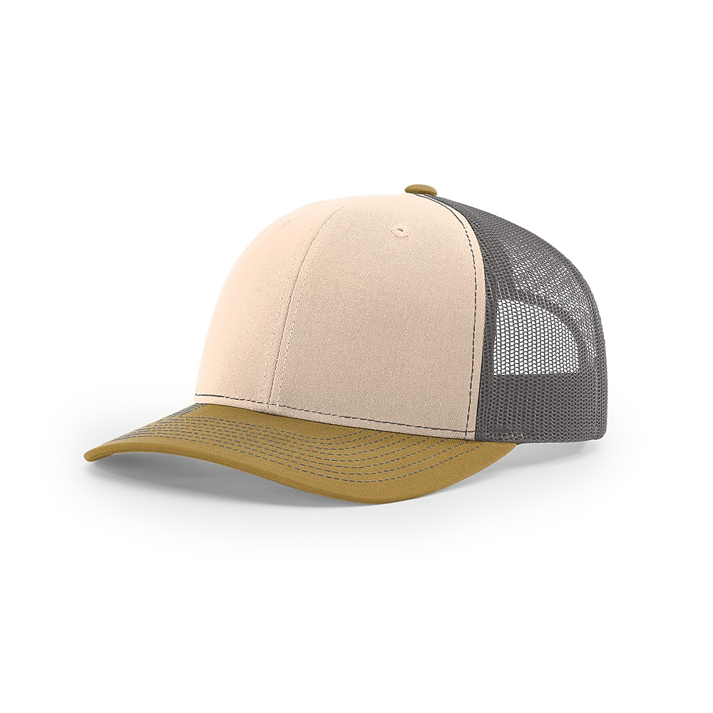 Richardson 112 Trucker Hat Snapback Cap - Mink Beige/Charcoal/Amber Gold