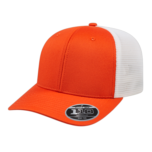 CA Flexfit 110 Premium Trucker Mesh Back Cap - Orange/White