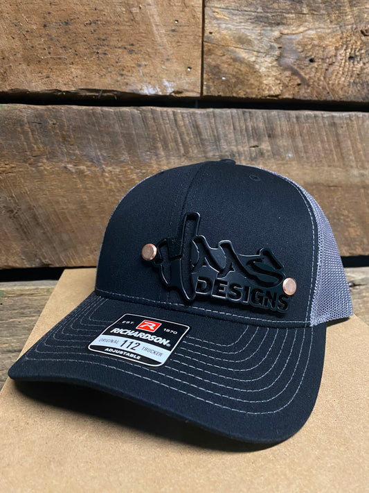 Haas Designs Trucker Hat, Snapback (Black/Charcoal)