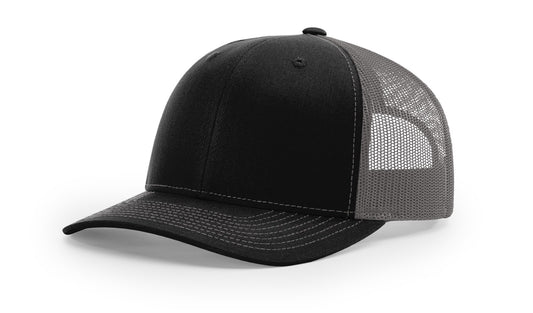 Richardson 112 Trucker Hat Snapback Cap - Black/Charcoal