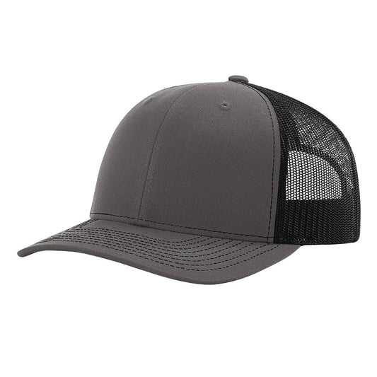 Richardson 112 Trucker Hat Snapback Cap - Charcoal/Black