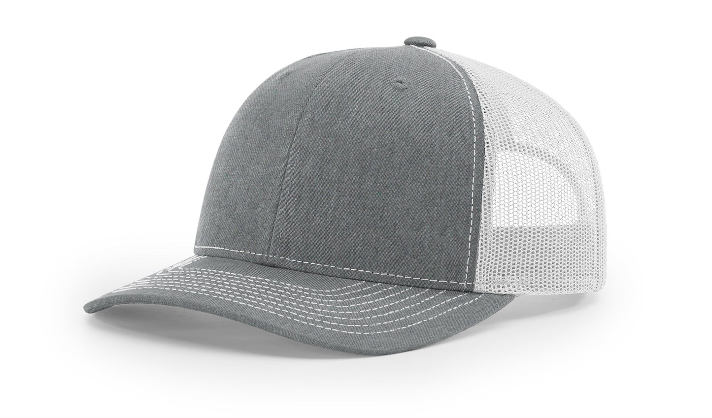 Richardson 112 Trucker Hat Snapback Cap - Heather Gray/White