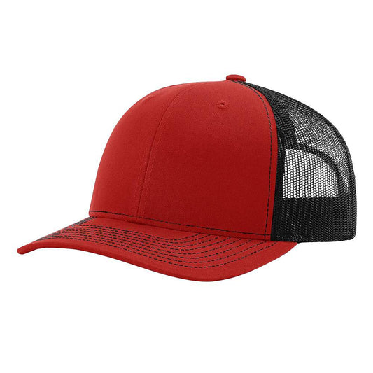 Richardson 112 Trucker Hat Snapback Cap - Red/Black