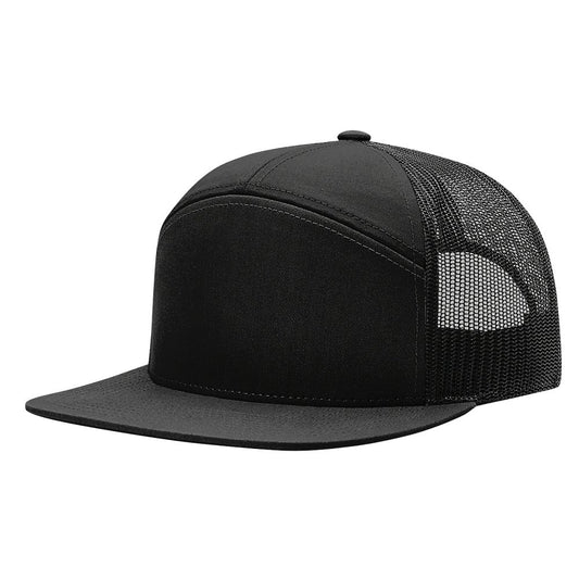 Richardson 168 7-Panel Flatbill Trucker Hat - Black
