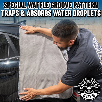 GRAY MATTER SILK EFFECT SUPER SOFT MICROFIBER WAFFLE WEAVE DRYER TOWEL (36" X 25