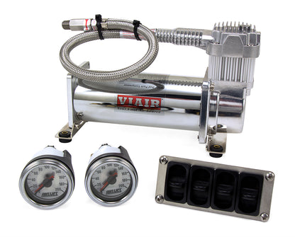 Air Lift 4-Way Manual Control System (1/4" Air Lines, 4 Gallon Tank, VIAIR 444 Compressor) - 27666