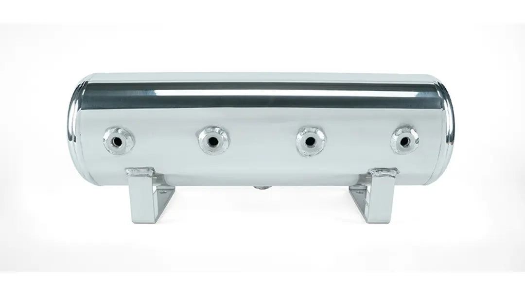 Air Lift 2.5 Gal. Polished Tank w/ Viair 444c chrome compressor, 1/4" & 3/8" Fittings & Tank Mounting Hardware | 27801