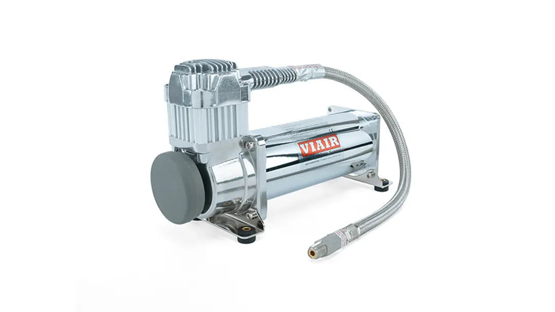 Air Lift 2.5 Gal. Polished Tank w/ Viair 444c chrome compressor, 1/4" & 3/8" Fittings & Tank Mounting Hardware | 27801