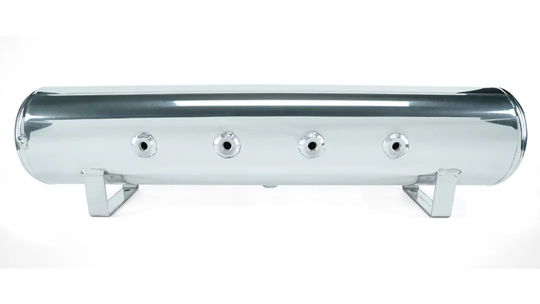 Air Lift 4 Gal. 7-Port Polished Tank w/ Viair 444c chrome compressor, 1/4" & 3/8" Fittings & Tank Mounting Hardware | 27803