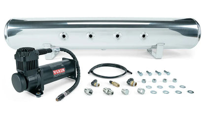 Air Lift 5 Gal. Polished Tank w/ Viair 444c Black Compressor, 1/4" & 3/8" Fittings & Tank Mounting Hardware | 27808