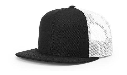 Richardson 511 Wool Blend Flatbill Trucker Hat - Black/White