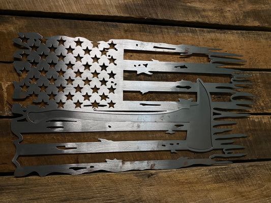 Fireman Tattered American Flag