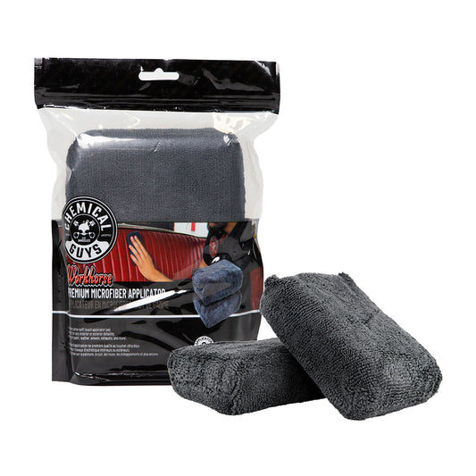 WORKHORSE PREMIUM MICROFIBER APPLICATOR, BLACK 5IN X 3IN X 1.5IN (2 PACK)
