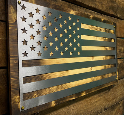 American Flag with Wood Mount