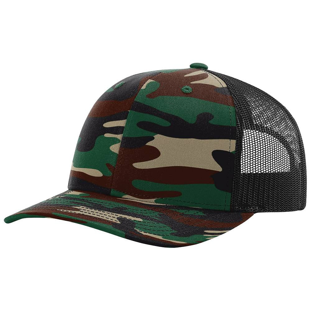 Richardson 112 Trucker Hat Snapback Cap - Army Camo/Black