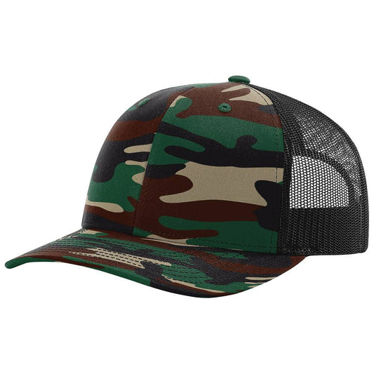 Richardson 112 Trucker Hat Snapback Cap - Army Camo/Black