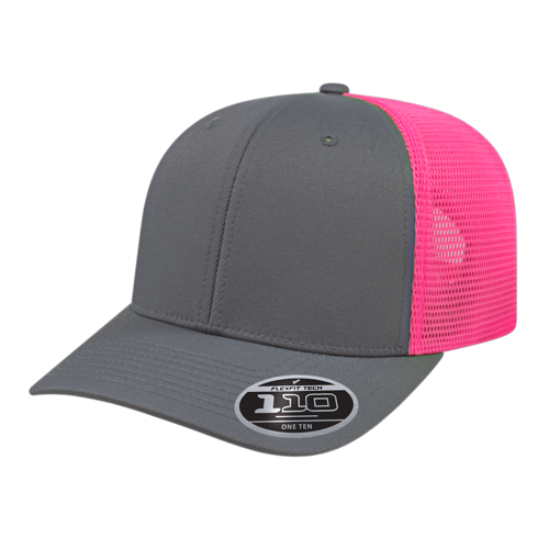 CA Flexfit 110 Premium Trucker Mesh Back Cap - Graphite/Pink