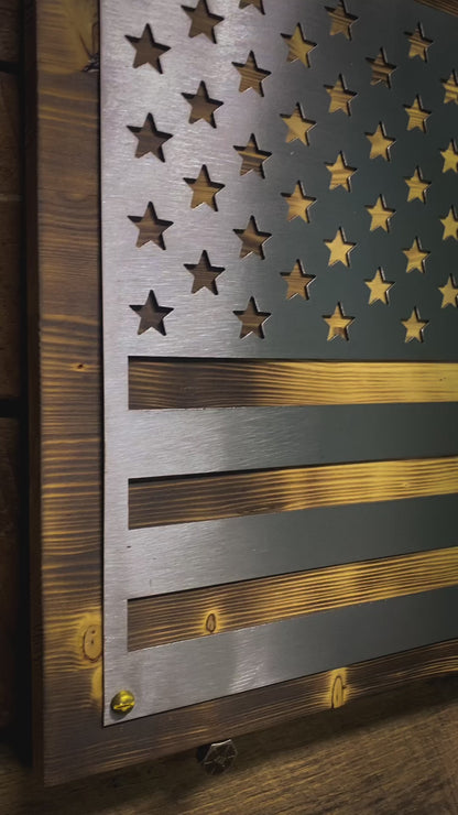 American Flag with Wood Mount